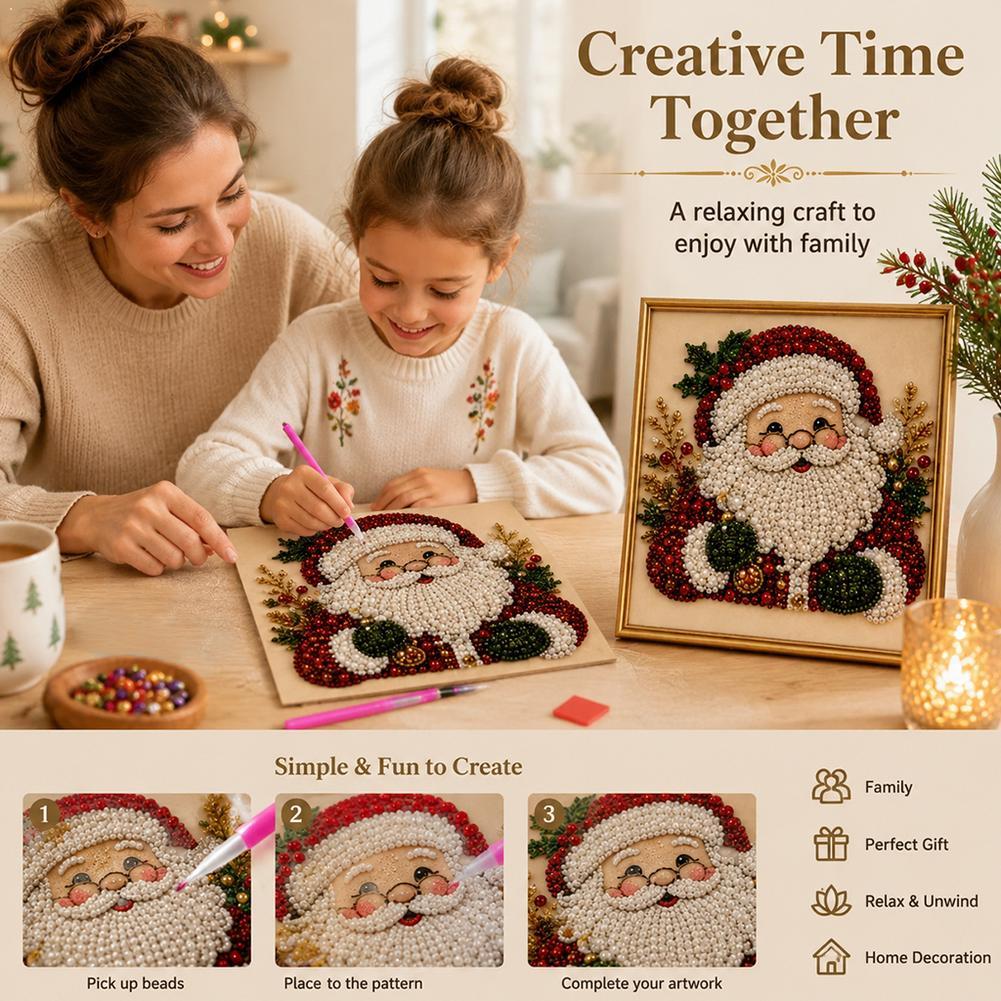 Embroidery Xmas - Kit de Arte com Pérolas DIY