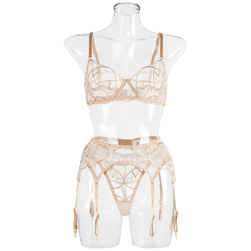 Embroidery Ring - Conjunto de Lingerie Sexy Feminina, Roupa