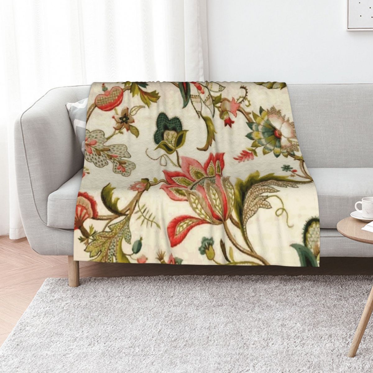 Embroidery Vector - Manta Decorativa com Padrão Floral Jacobean
