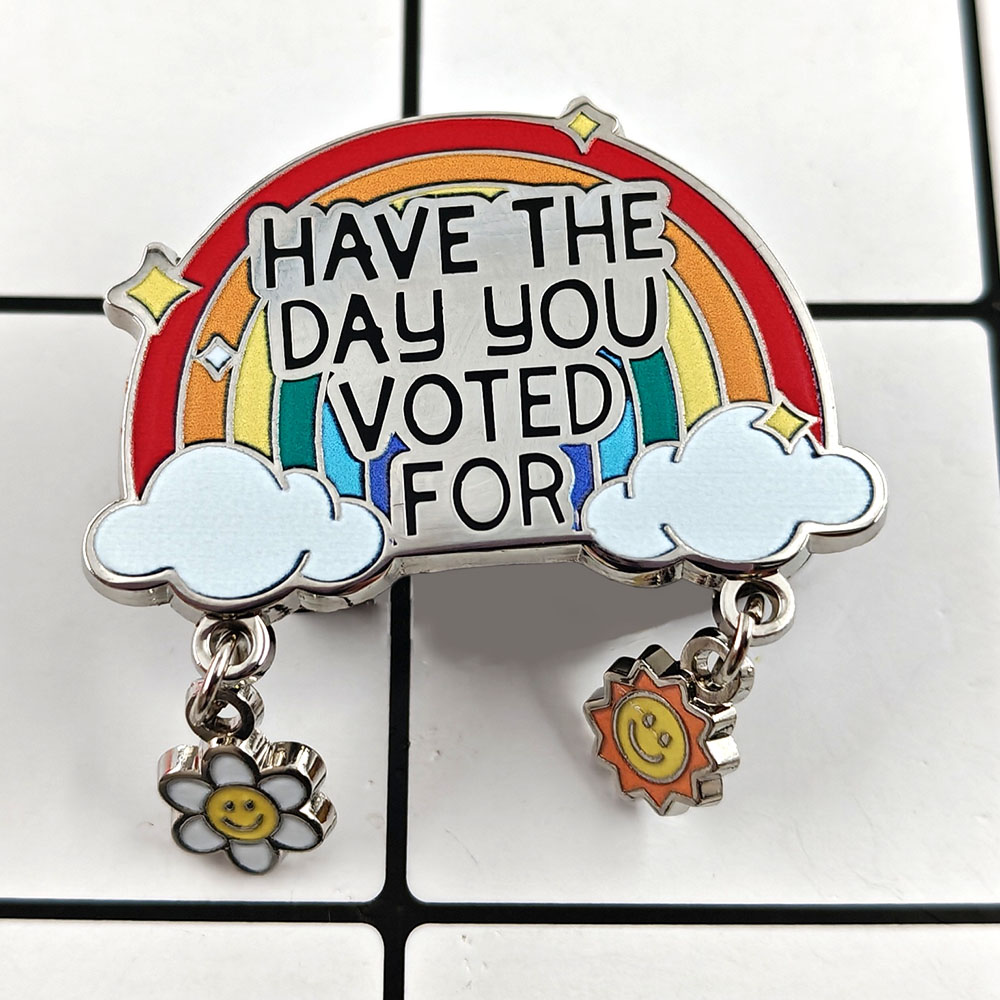 Embroidery Texture - Broche de Metal com Texto de