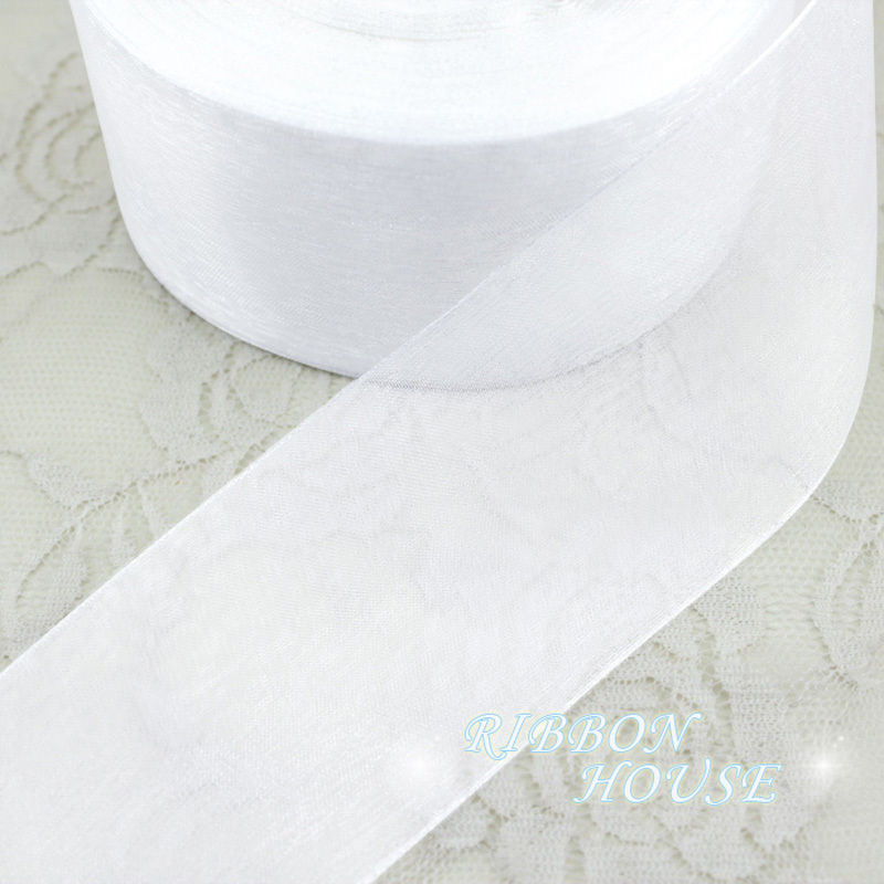 Embroidery Xmas - Fitas de Organza Brancas de 2''
