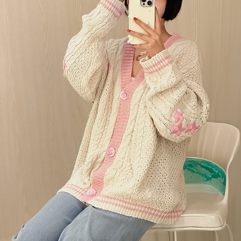 Embroidery Lovers - Cardigan de amor com bordado estrela