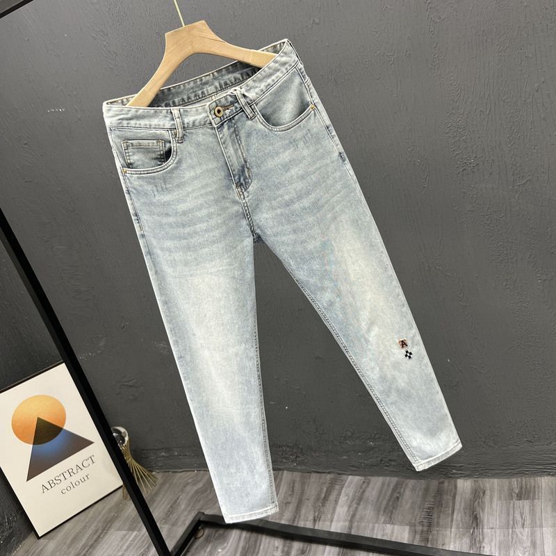 Embroidery On Jeans - Jeans de ganga bordada longa masculina,