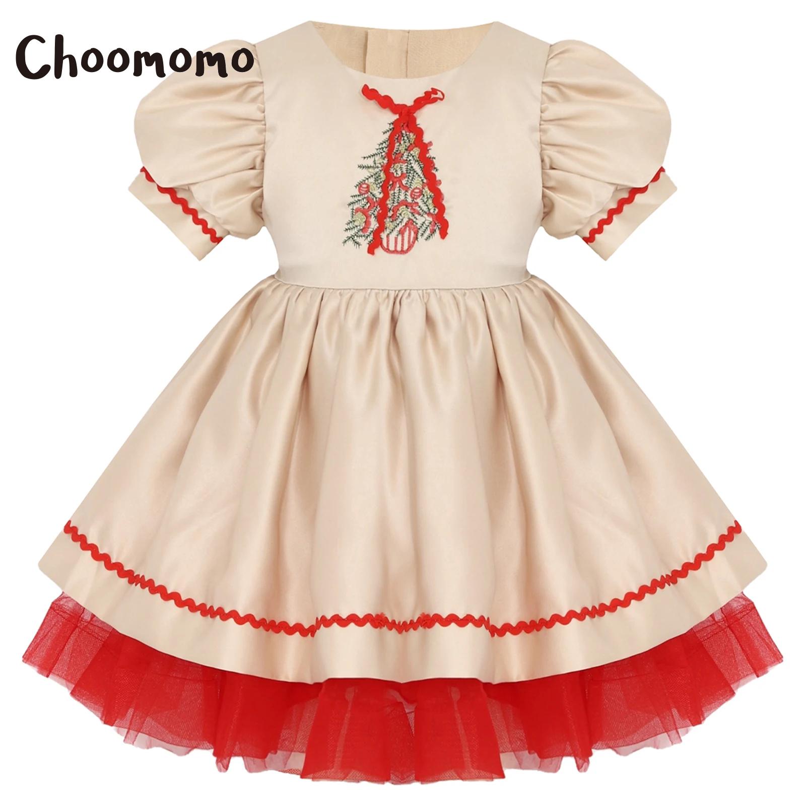 Embroidery Xmas - Crianças meninas natal santa vestido bordado