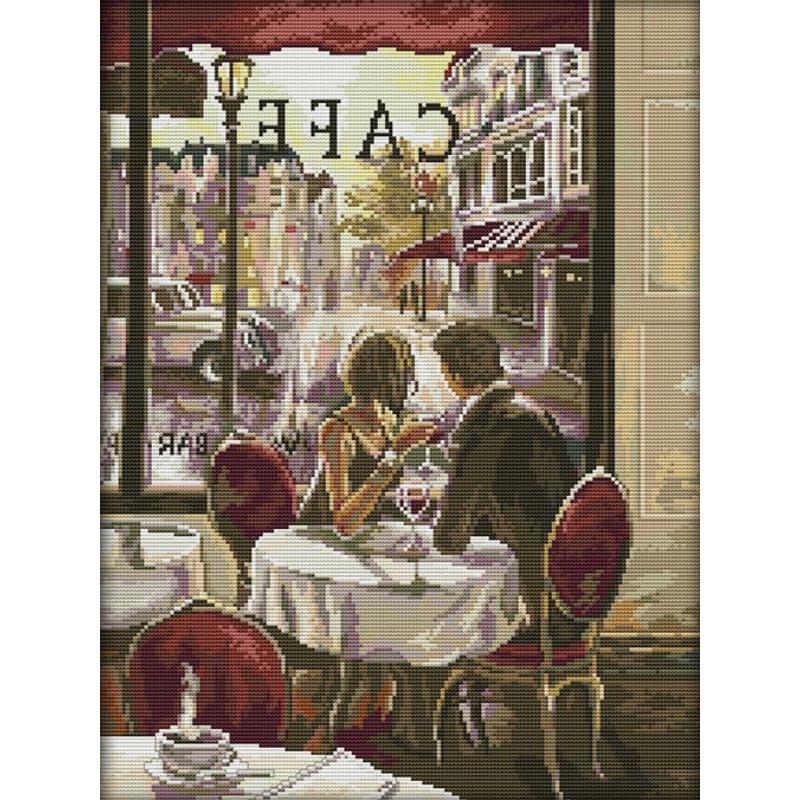 Embroidery Lovers - Café casal figuras artísticas kit ponto