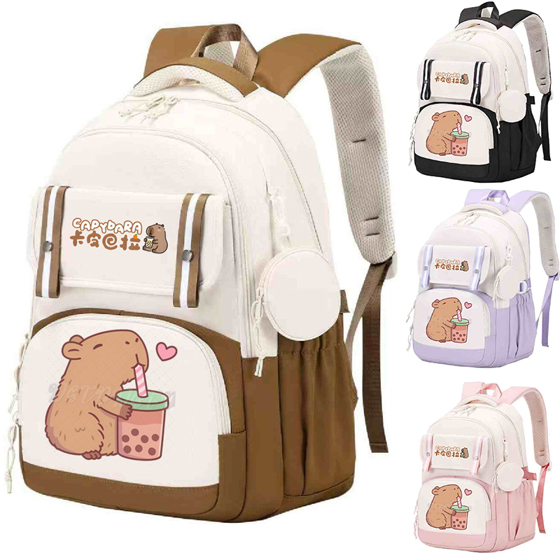 Embroidery Lovers - Bonito capivara bolha chá mochila mulheres