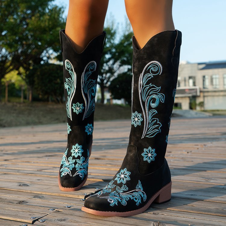 Retro feminino bota moda femin - Embroidery Designer avaliação e preço
