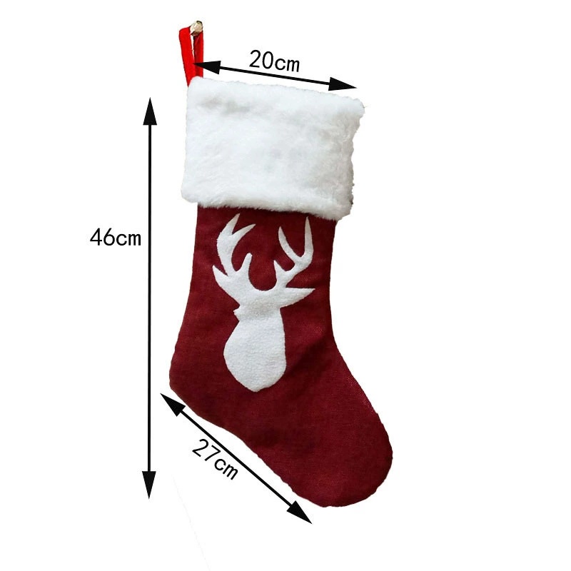 Vermelho santa meia elk floco  - Embroidery Xmas Stocking avaliação e preço
