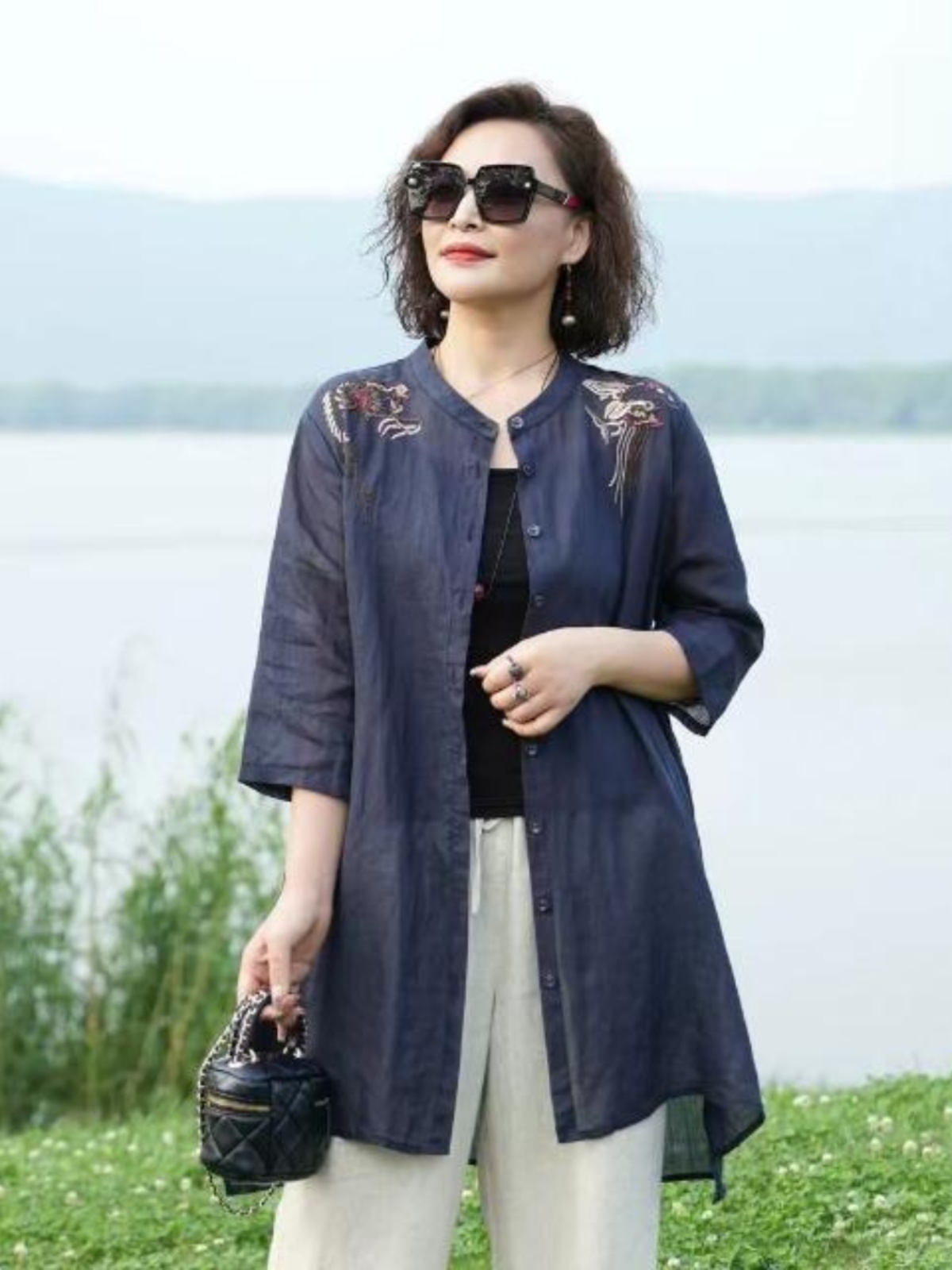 Camisa de Algodão e Linho Bord - Embroidery Cardigan avaliação e preço