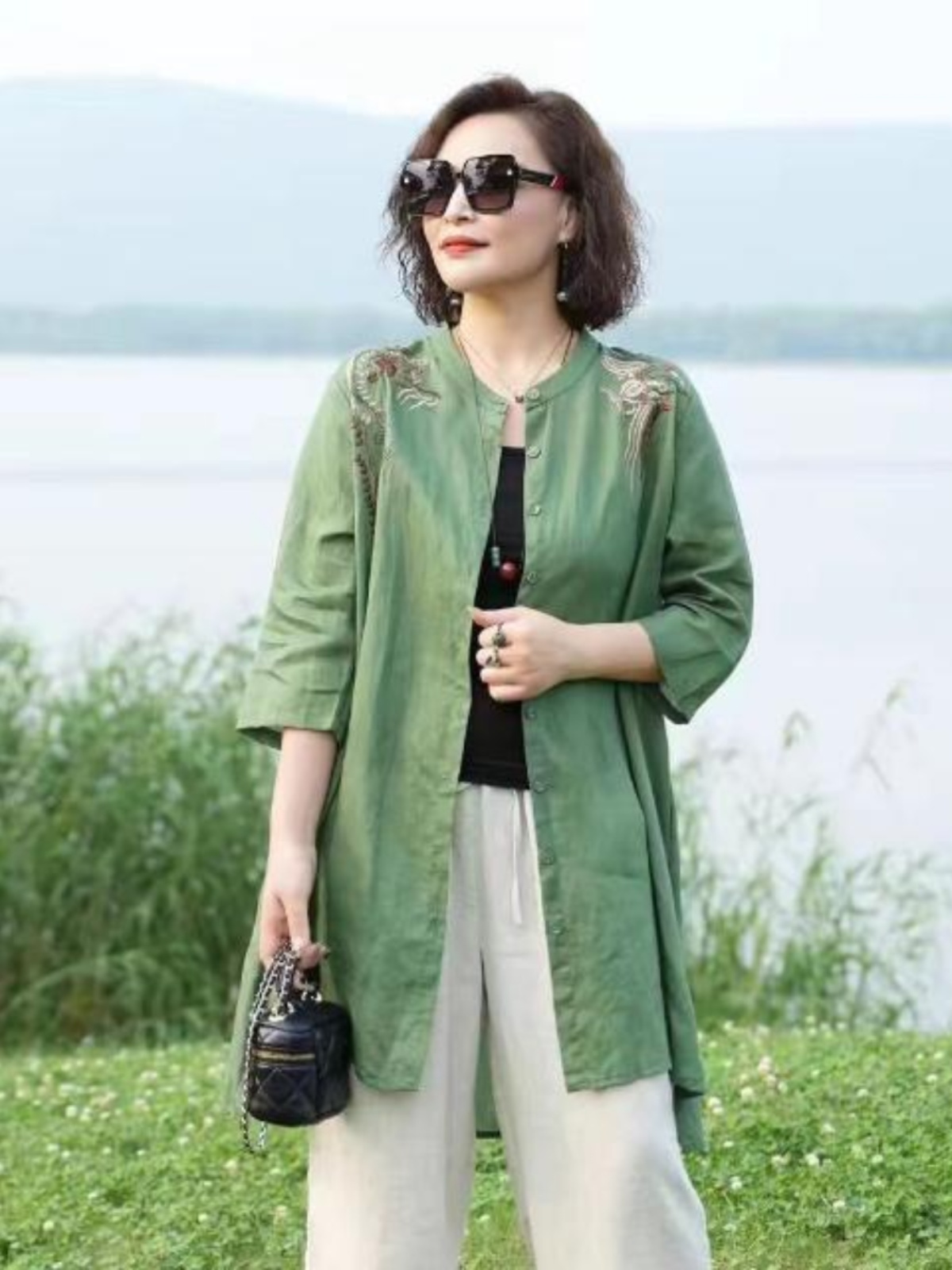 Camisa de Algodão e Linho Bord - Embroidery Cardigan avaliação e preço
