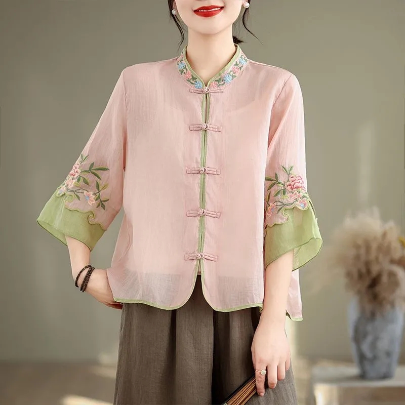 Camisa Feminina de Verão em Al - Embroidery Cardigan avaliação e preço