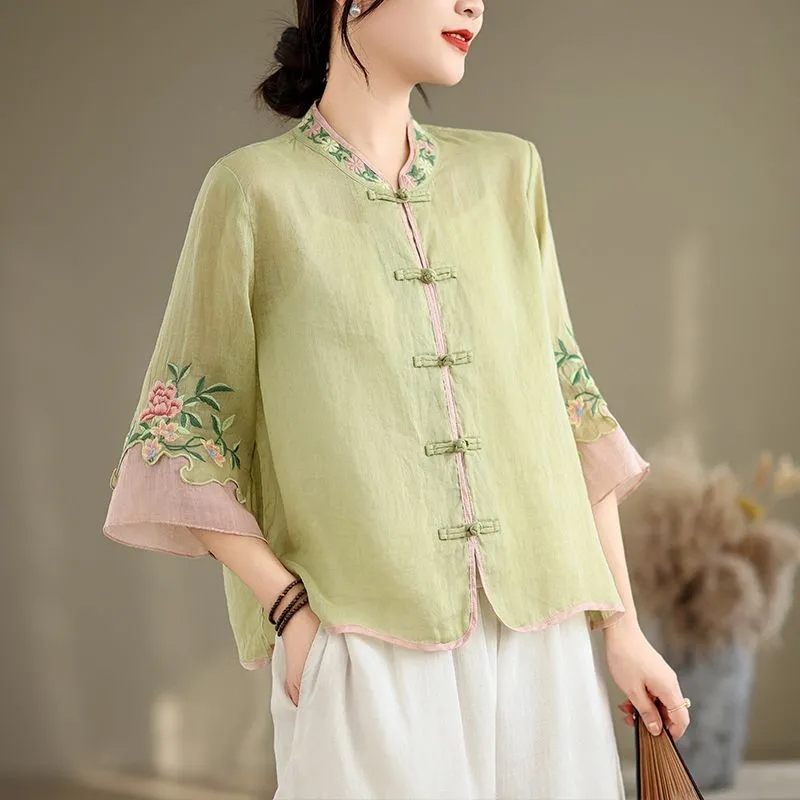 Camisa Feminina de Verão em Al - Embroidery Cardigan avaliação e preço
