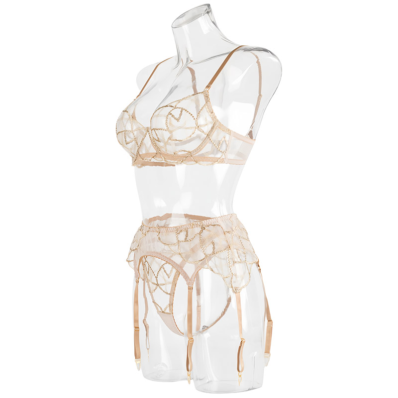 Conjunto de Lingerie Sexy Femi - Embroidery Ring avaliação e preço