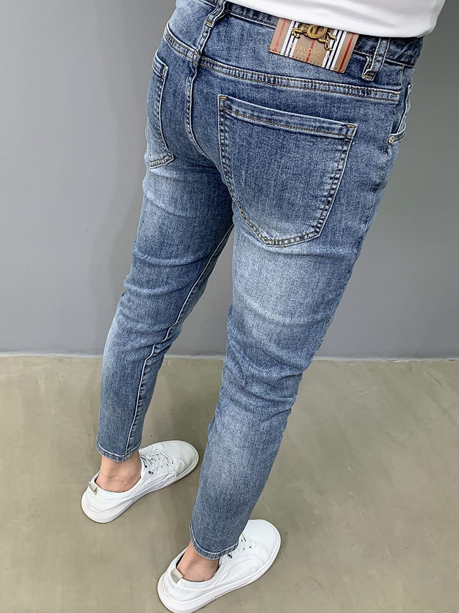 Marca de luxo dos homens magro - Embroidery On Jeans avaliação e preço