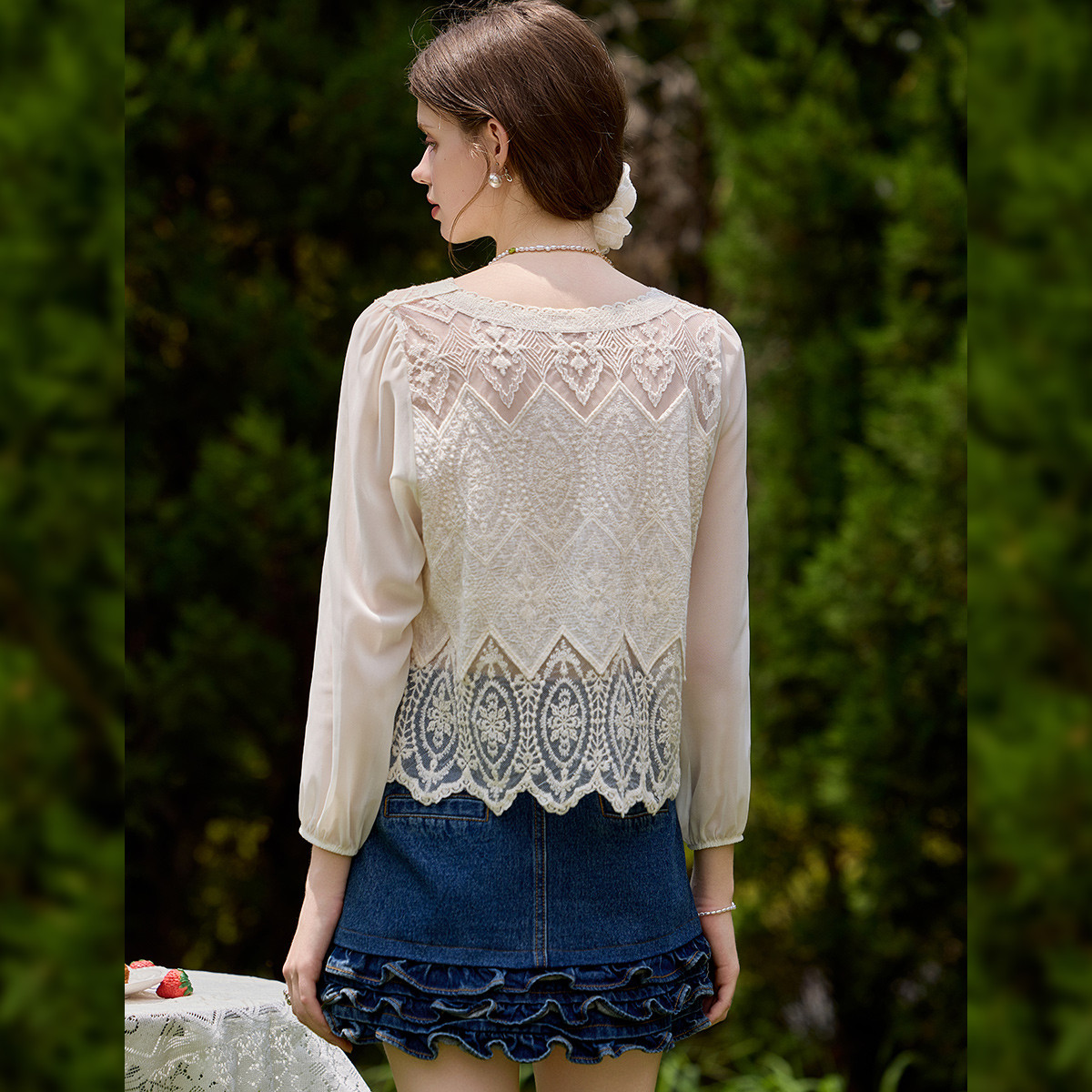 Louis yao doce renda com decot - Embroidery Cardigan avaliação e preço