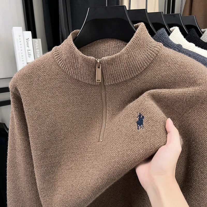 Suéter masculino de gola alta  - Embroidery Design Logo avaliação e preço