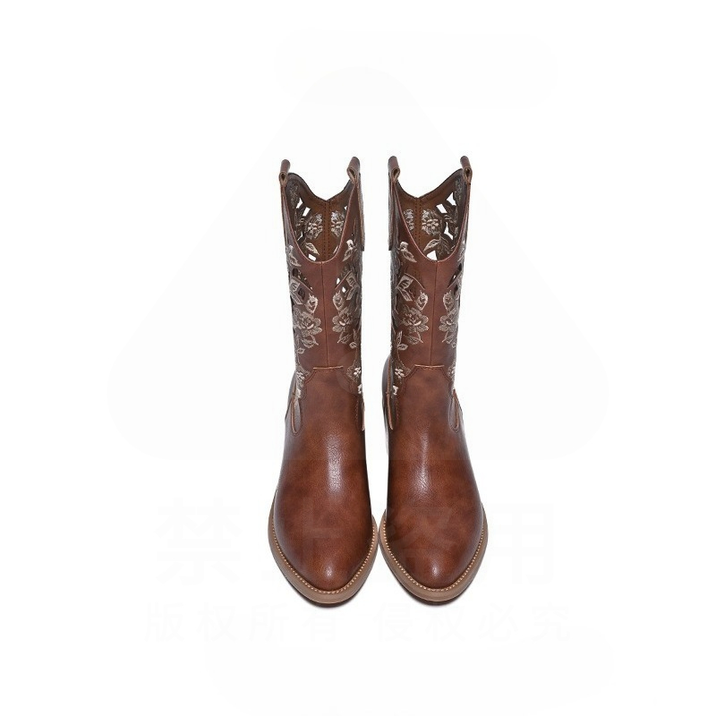 Botas Femininas Retrô de Couro - Embroidery Designer avaliação e preço