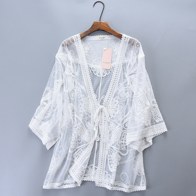 Verão casual doce seaside féri - Embroidery Cardigan avaliação e preço