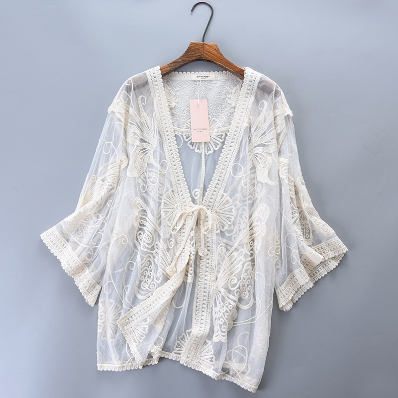 Verão casual doce seaside féri - Embroidery Cardigan avaliação e preço