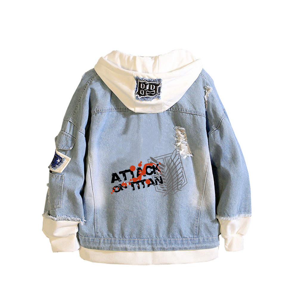 Ataque em titã anime denim jaq - Embroidery On Jeans avaliação e preço