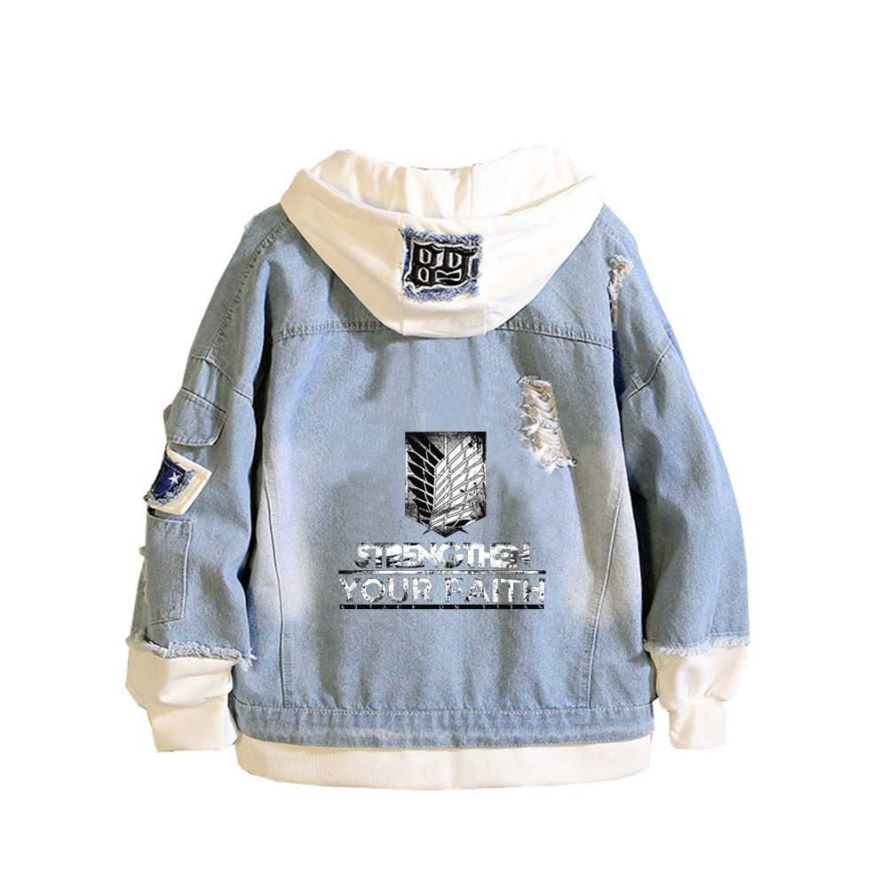 Ataque em titã anime denim jaq - Embroidery On Jeans avaliação e preço