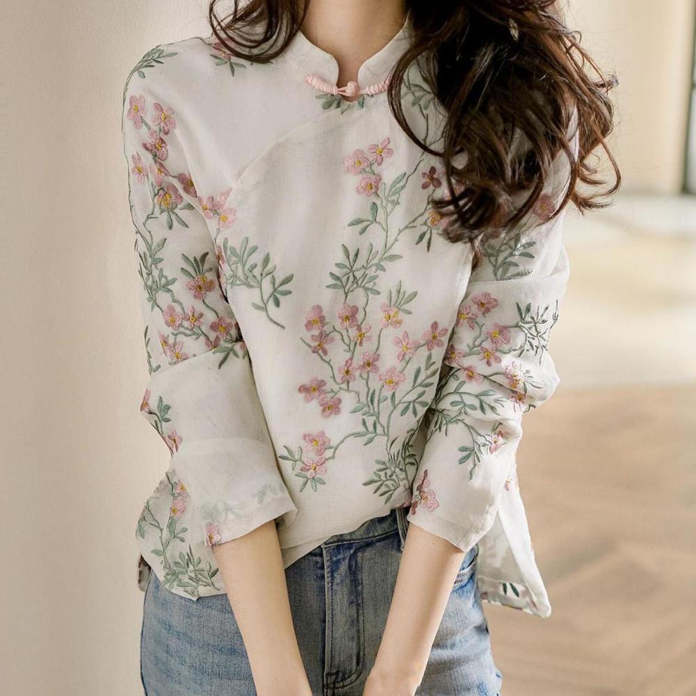 Camisa feminina estilo chinês  - Embroidery Cardigan avaliação e preço