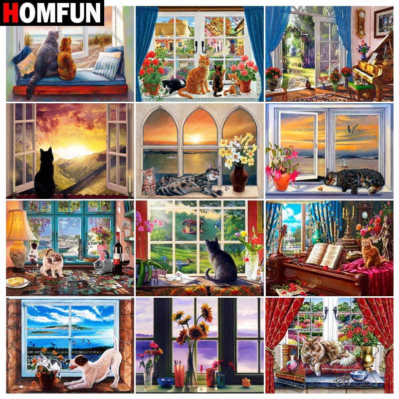 Homfun diamante completo borda - Embroidery Cross Stitch Patterns avaliação e preço