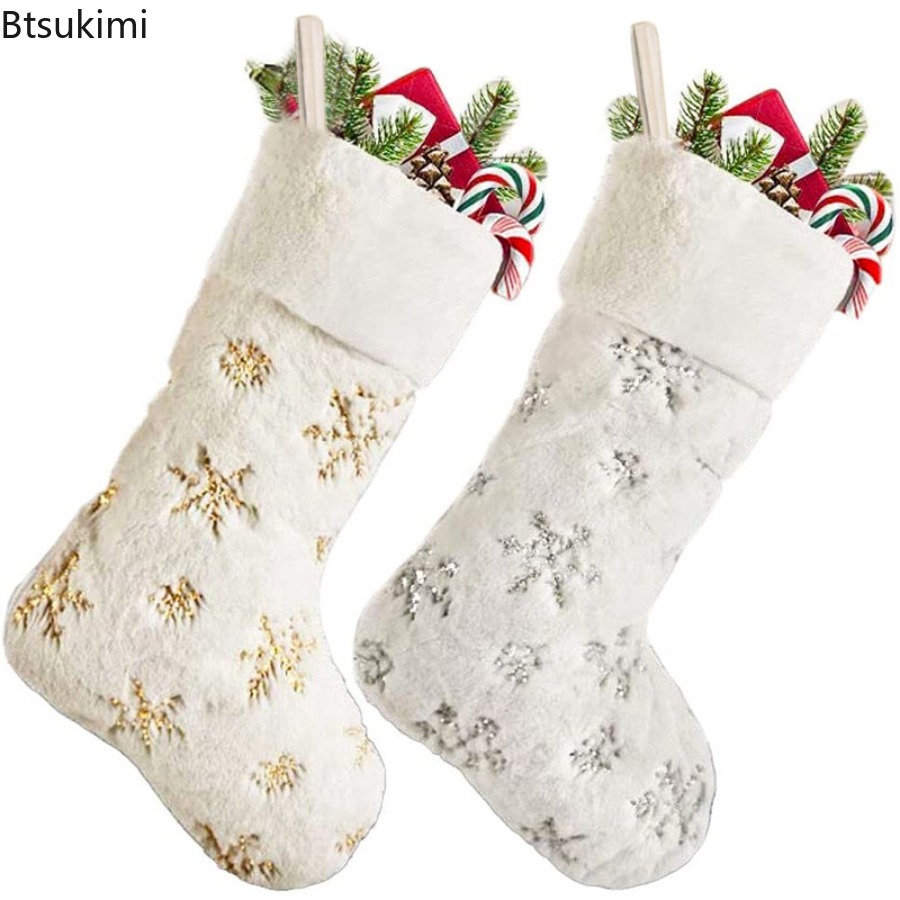 Nova Meia de Natal Branca de P - Embroidery Xmas Stocking avaliação e preço