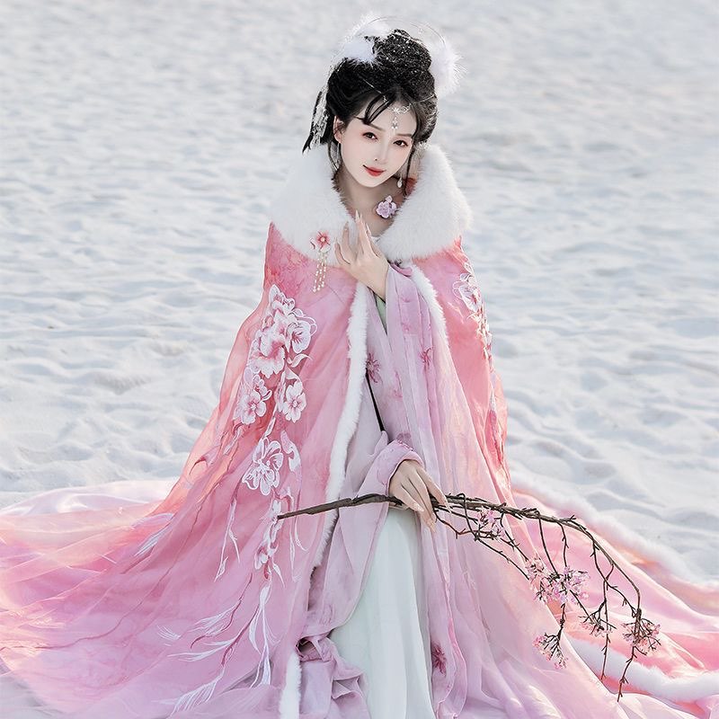 Rosa e vermelho hanfu manto ve - Embroidery Xmas avaliação e preço